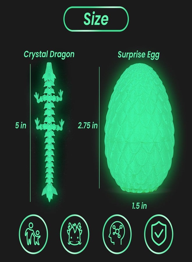 YILCER 4Pcs 3D Printed Dragon Eggs with Dragon Inside Articulated Animals Cool Crystal 3D Print Dinosaur Toy Dino Eggs for Boys Girls Home Decor - Image 2